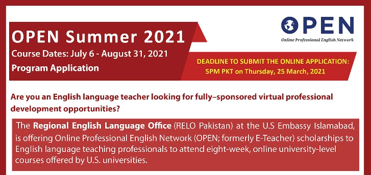 OPEN summer 2021 RELO Scholarship for English Teachers